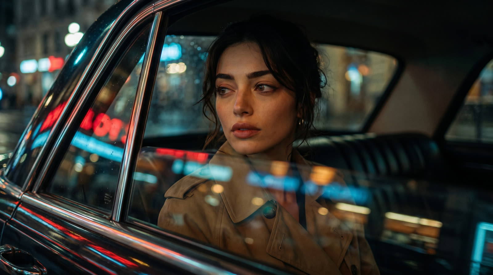 Passenger seat at night