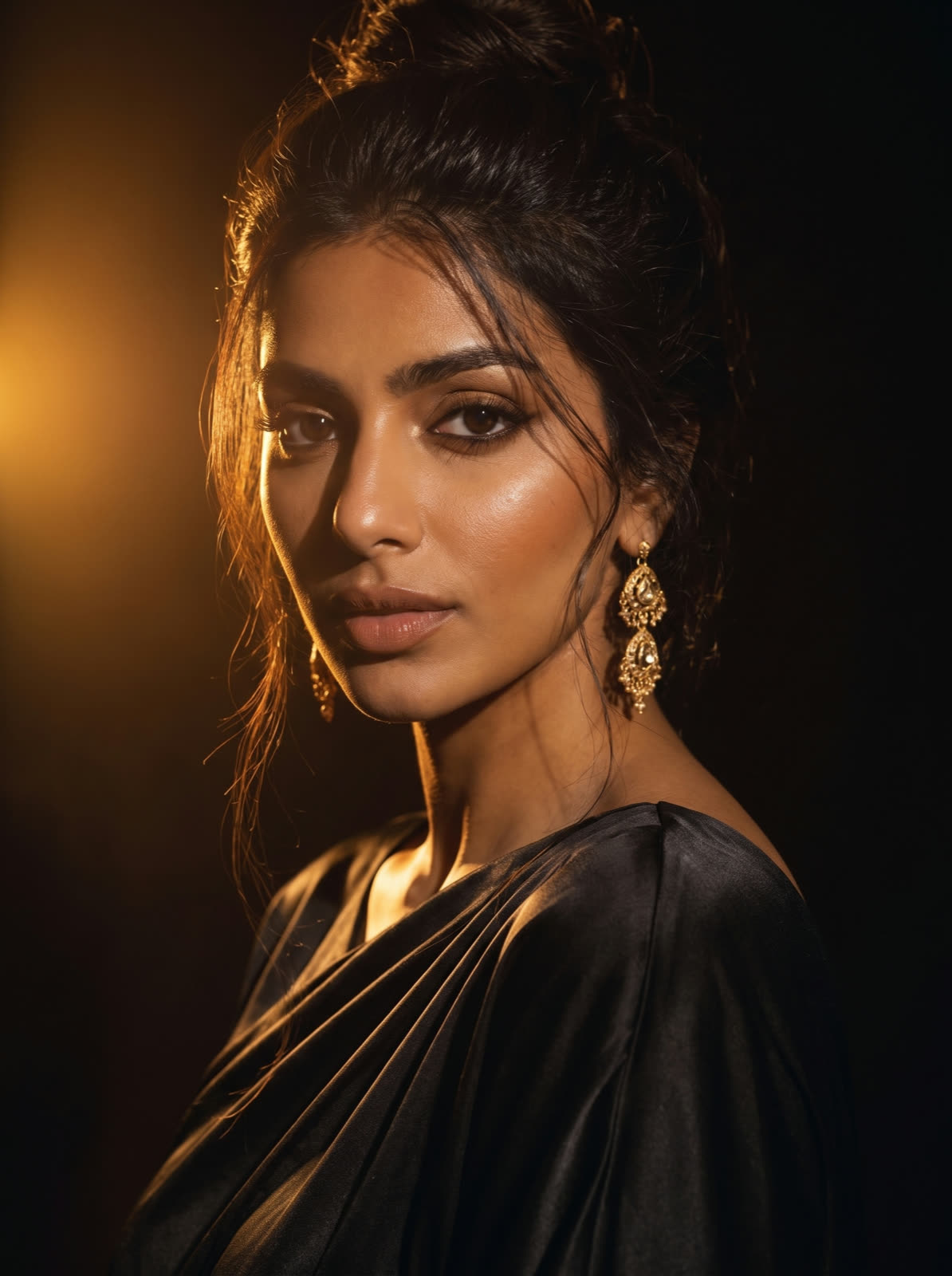 Editorial look — gold light study