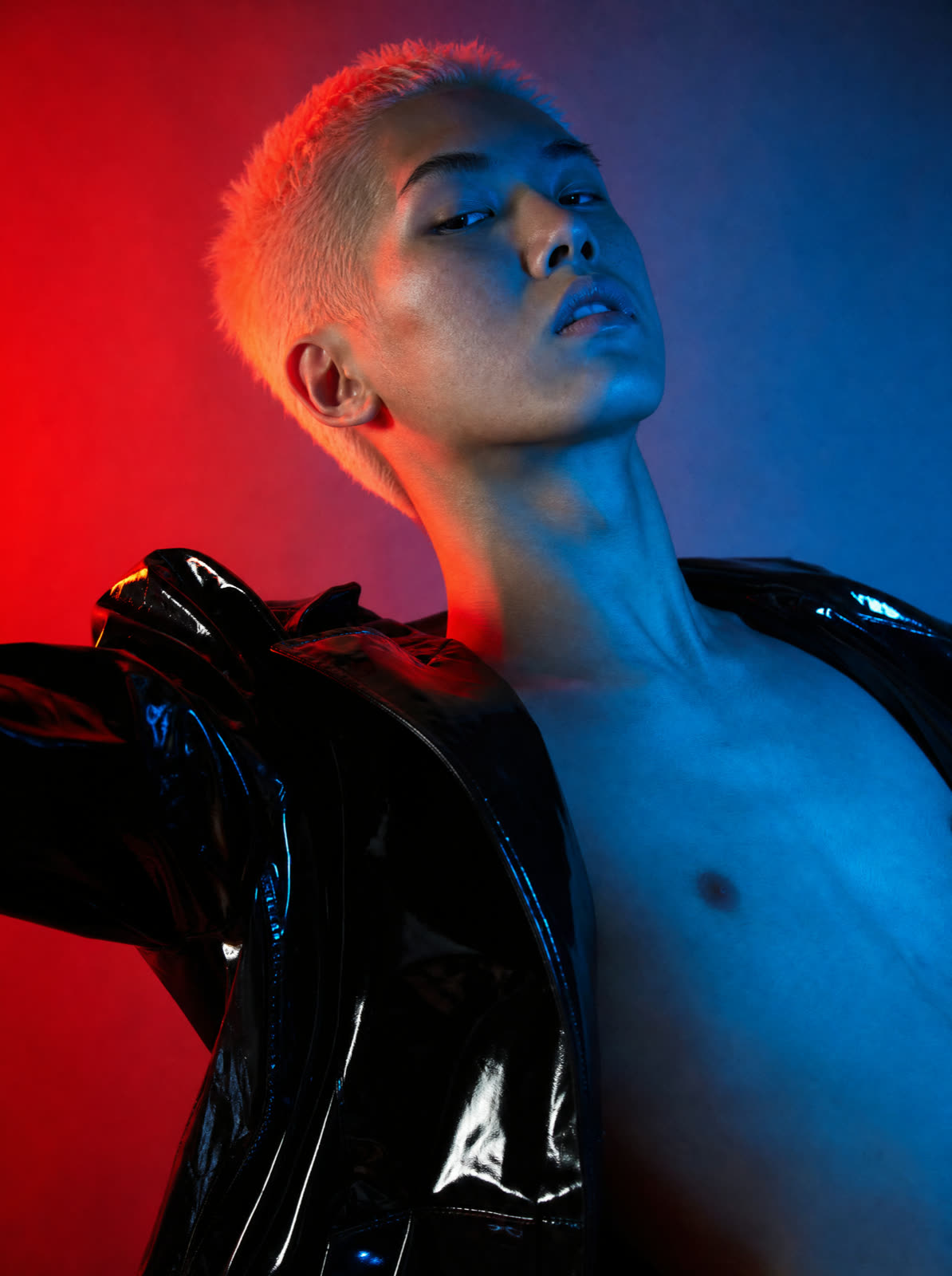 Pulse style sample — bold color-gel contemporary portrait